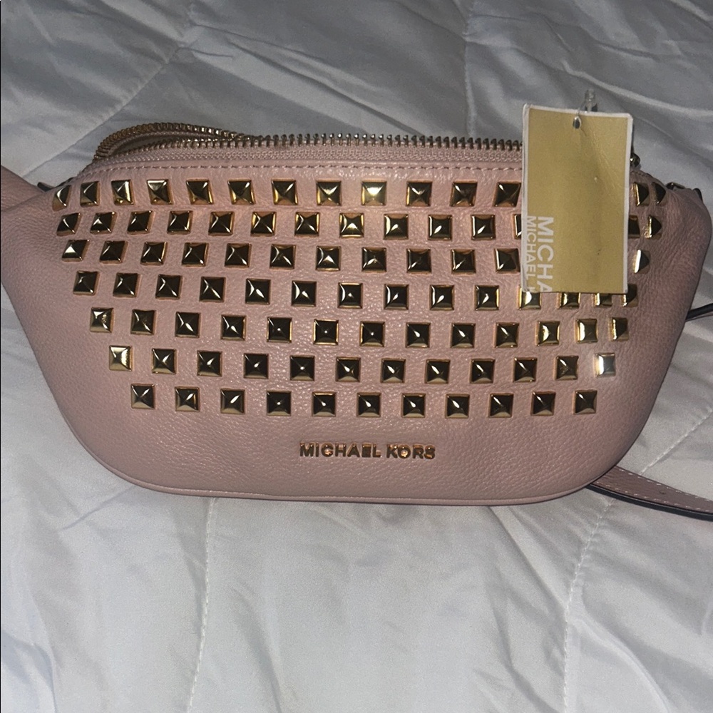 Michael Kors Blush Crossbody Bag with Gold Studs